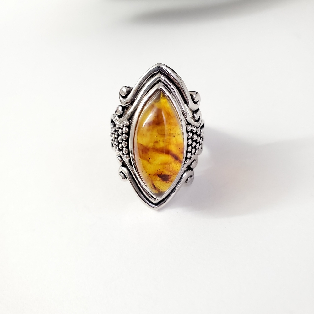Sterling Silver 925 Amber Ring